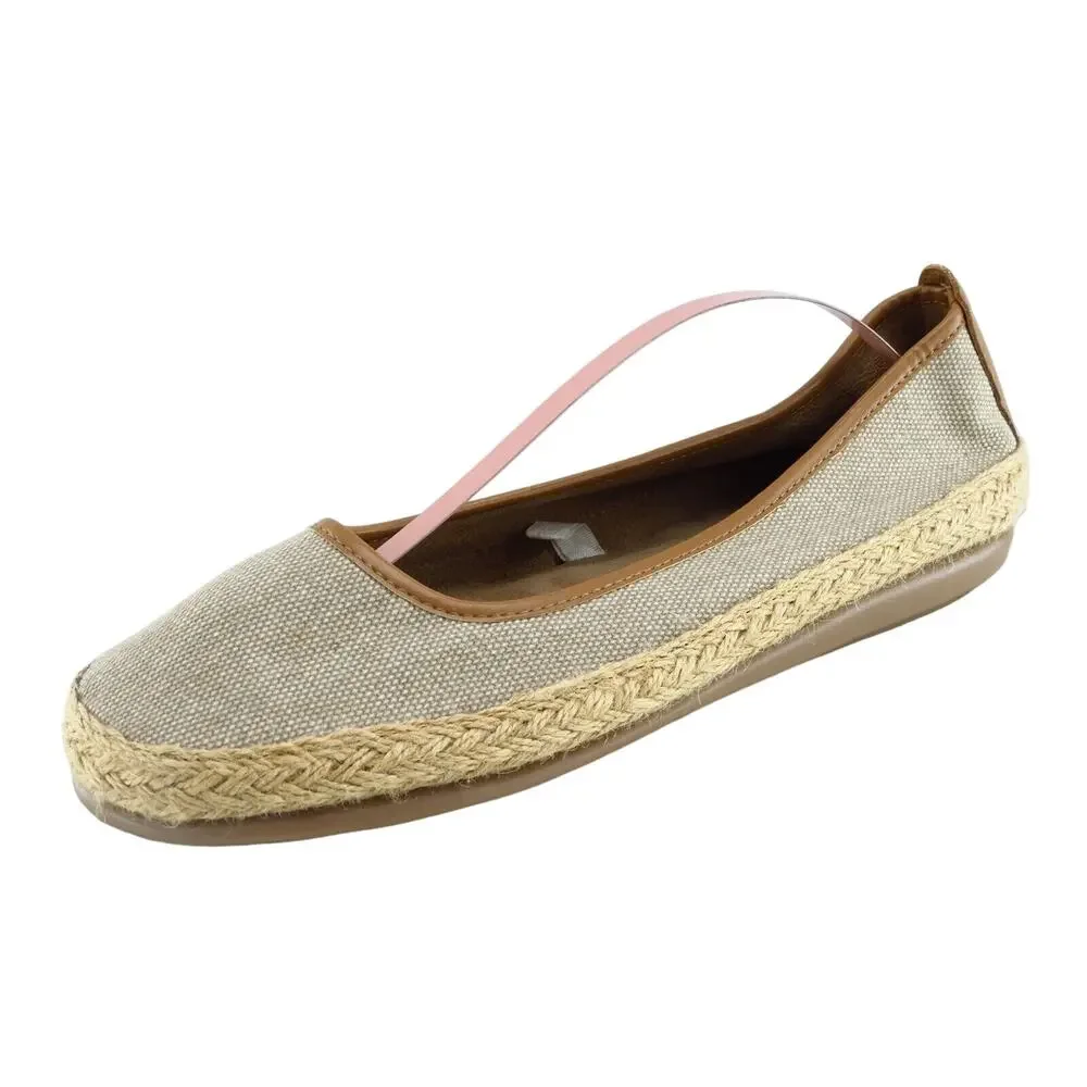 Aerosoles Women Sz 8.5 M Beige Flat‎ Fabric Shoes Stich N Turn